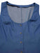 [Vorverkauf] 2PCS 1970er Solide Denim Weste & Besticktes Puffärmel Kleid