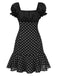 [Vorverkauf] Schwarz 1940er Polka Dot Puffärmel Kleid