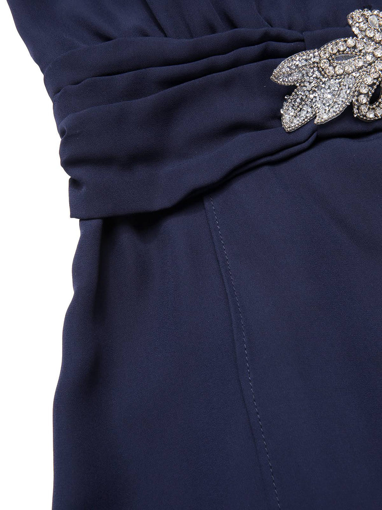 [Vorverkauf] Blau 1920er Spitze Patchwork Strassstein Kleid