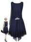 [Vorverkauf] Blau 1920er Spitze Patchwork Strassstein Kleid