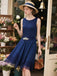 [Vorverkauf] Blau 1920er Spitze Patchwork Strassstein Kleid