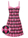 [Vorverkauf] Schwarz & Rosa 1960er Halloween Skeleton Bogen Diamant Kleid