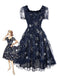 [Vorverkauf] Blau 1950er Stern Pailletten Netz Rüschen Prinzessin Kleid