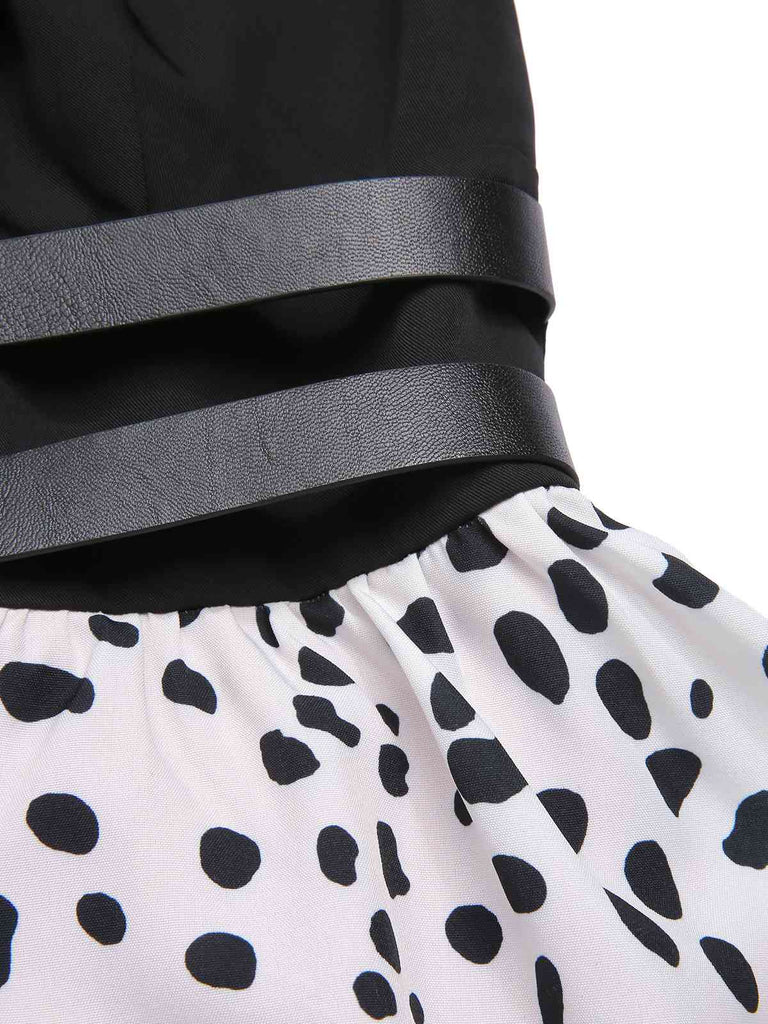 [Vorverkauf] Rot 1970er Irregulär Kontrast Halter Dalmatian Kleid