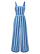 [Vorverkauf] Blau 1950er Breit Träger Vertikal Streifen Jumpsuit