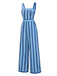 [Vorverkauf] Blau 1950er Breit Träger Vertikal Streifen Jumpsuit