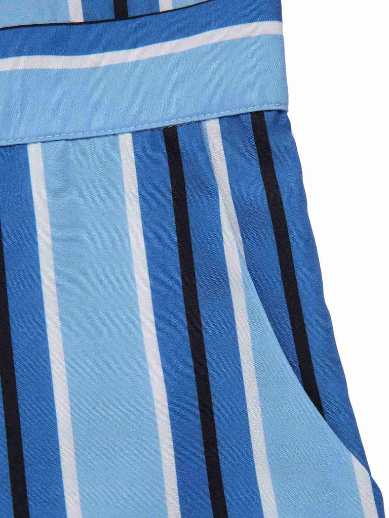 [Vorverkauf] Blau 1950er Breit Träger Vertikal Streifen Jumpsuit