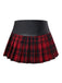 Rot 1980er Steampunk Plaid Leder Plissiertes Rock