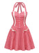 Rot 1960er Plaid Herz Tasche Halter Kleid