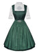 3PCS Grün 1950er Oktoberfest Dirndl Schlüsselloch Spitze Top & Kleid