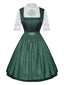 3PCS Grün 1950er Oktoberfest Dirndl Schlüsselloch Spitze Top & Kleid
