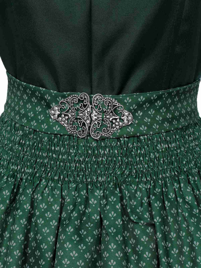 3PCS Grün 1950er Oktoberfest Dirndl Schlüsselloch Spitze Top & Kleid