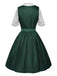 3PCS Grün 1950er Oktoberfest Dirndl Schlüsselloch Spitze Top & Kleid