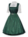 3PCS Grün 1950er Oktoberfest Dirndl Schlüsselloch Spitze Top & Kleid