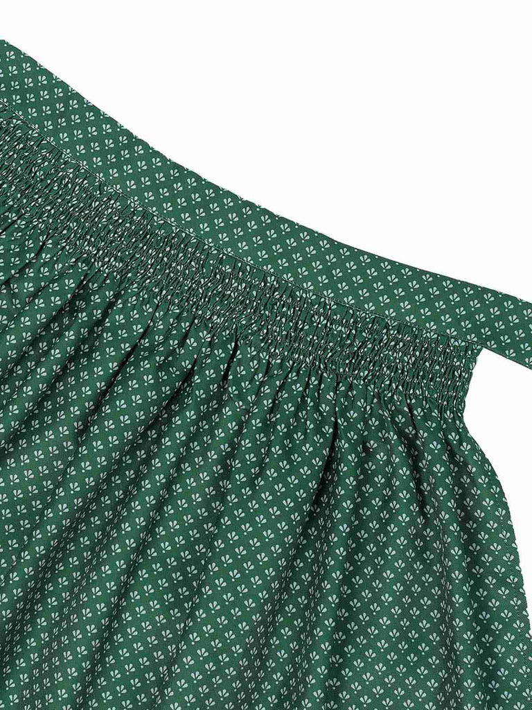 3PCS Grün 1950er Oktoberfest Dirndl Schlüsselloch Spitze Top & Kleid