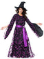 Dunkellila 1930er Stern & Mond Fledermausärmel Hexe Kleid Set