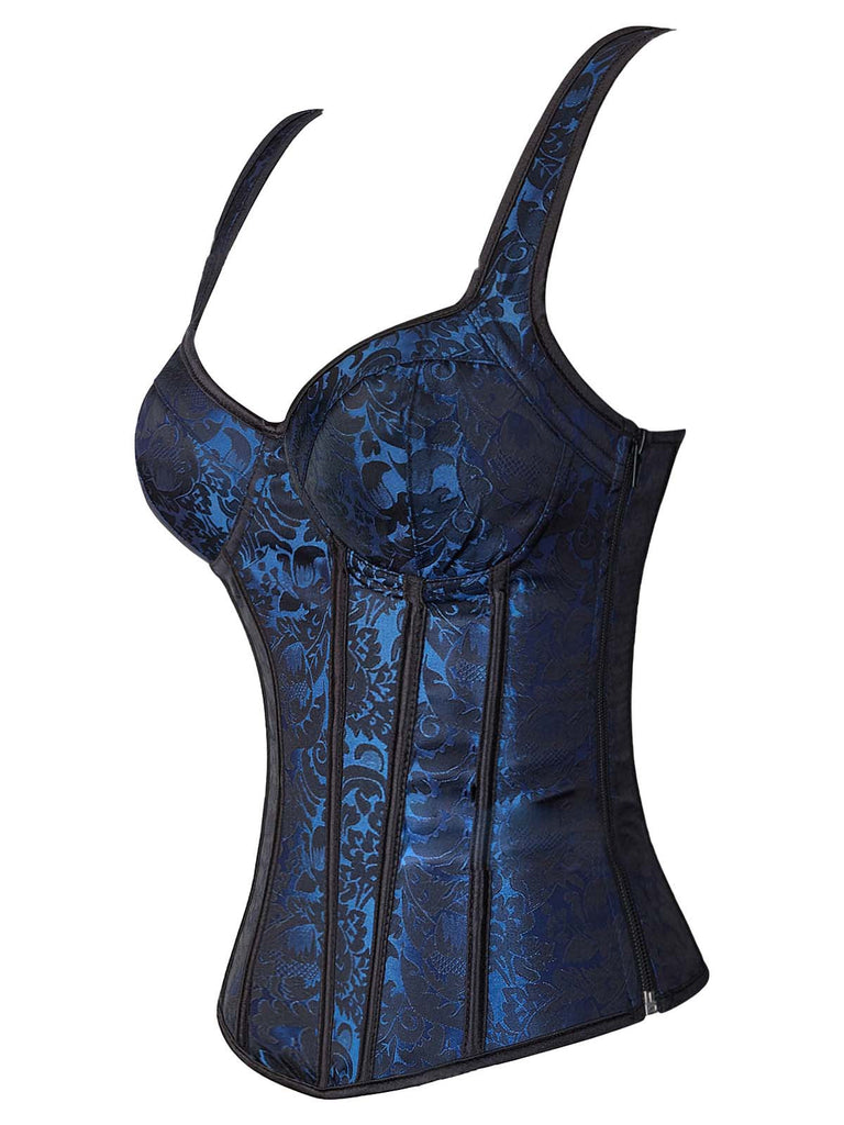 1980er Gothic Jacquard Herzförmiger Hals Schnürung Korsett