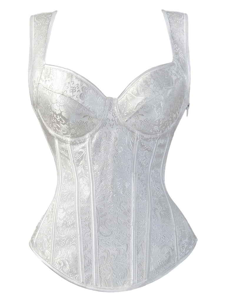 1980er Gothic Jacquard Herzförmiger Hals Schnürung Korsett