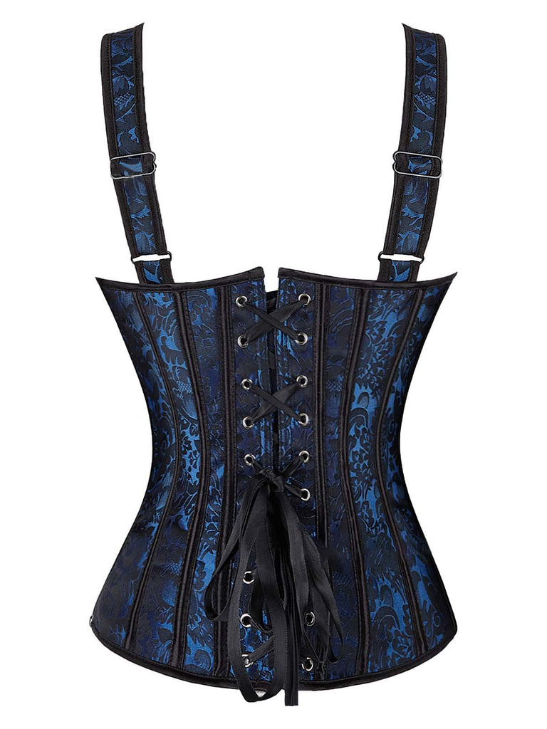 1980er Gothic Jacquard Herzförmiger Hals Schnürung Korsett
