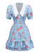 1960er Rose Puffärmel Chelsea-Kragen Mini Kleid