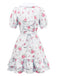 1960er Rose Puffärmel Chelsea-Kragen Mini Kleid
