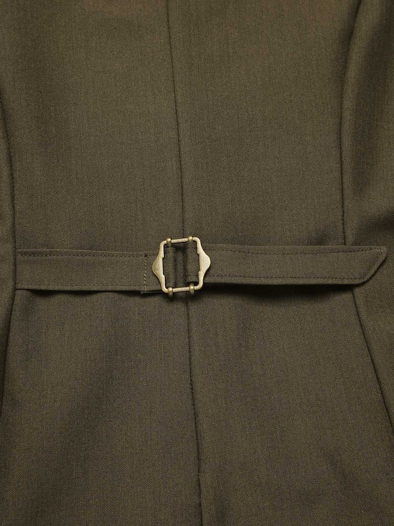 [Vorverkauf] 2PCS Olivgrün 1960er Solide Weste & Front-Schlitz Rock
