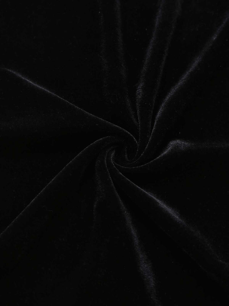 [Vorverkauf] Schwarz 1960er Fledermaus-Kragen Samt Schlitz Kleid