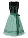 [Vorverkauf] 2PCS Schwarz 1950er Oktoberfest Baumwolle Polka Dot Gingham Kleid & Puffärmel Crop Top