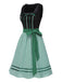 [Vorverkauf] 2PCS Schwarz 1950er Oktoberfest Baumwolle Polka Dot Gingham Kleid & Puffärmel Crop Top