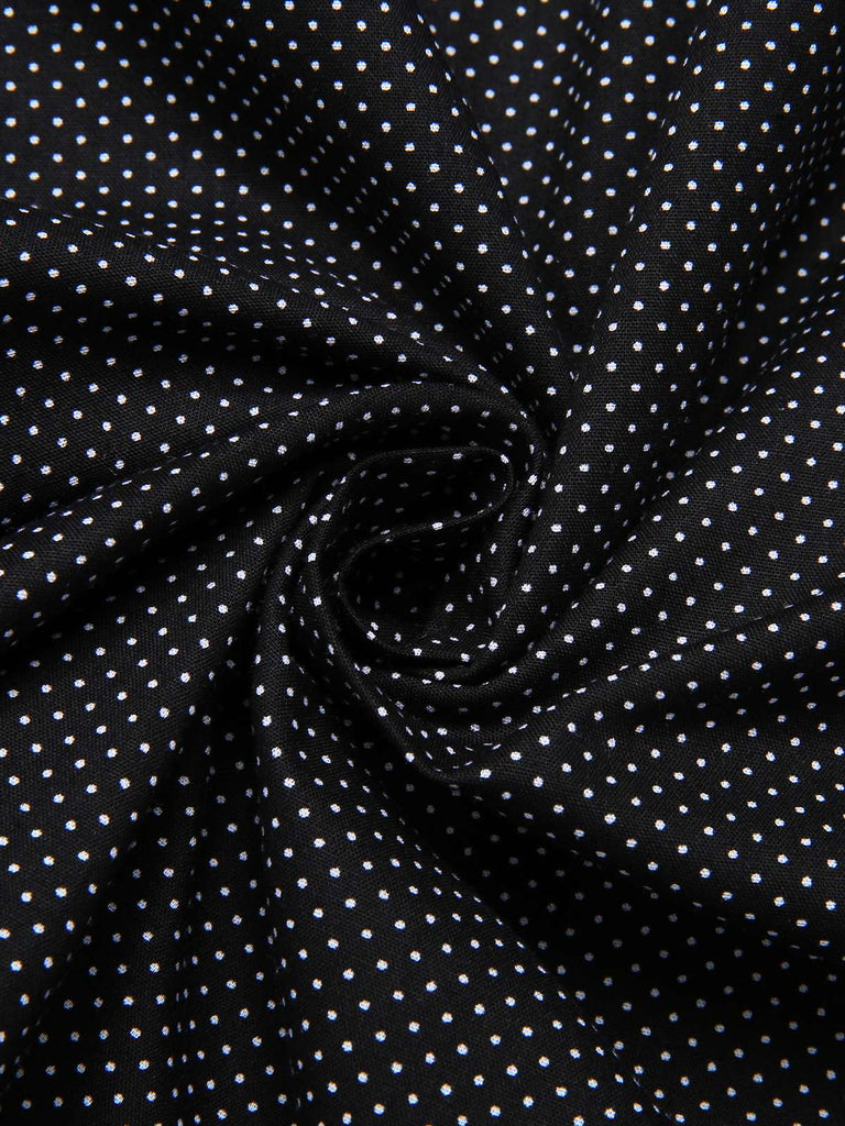[Vorverkauf] 2PCS Schwarz 1950er Oktoberfest Baumwolle Polka Dot Gingham Kleid & Puffärmel Crop Top