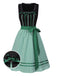 [Vorverkauf] 2PCS Schwarz 1950er Oktoberfest Baumwolle Polka Dot Gingham Kleid & Puffärmel Crop Top