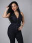 Blau 1970er Baumwolle Denim Ausgestellter Jumpsuit
