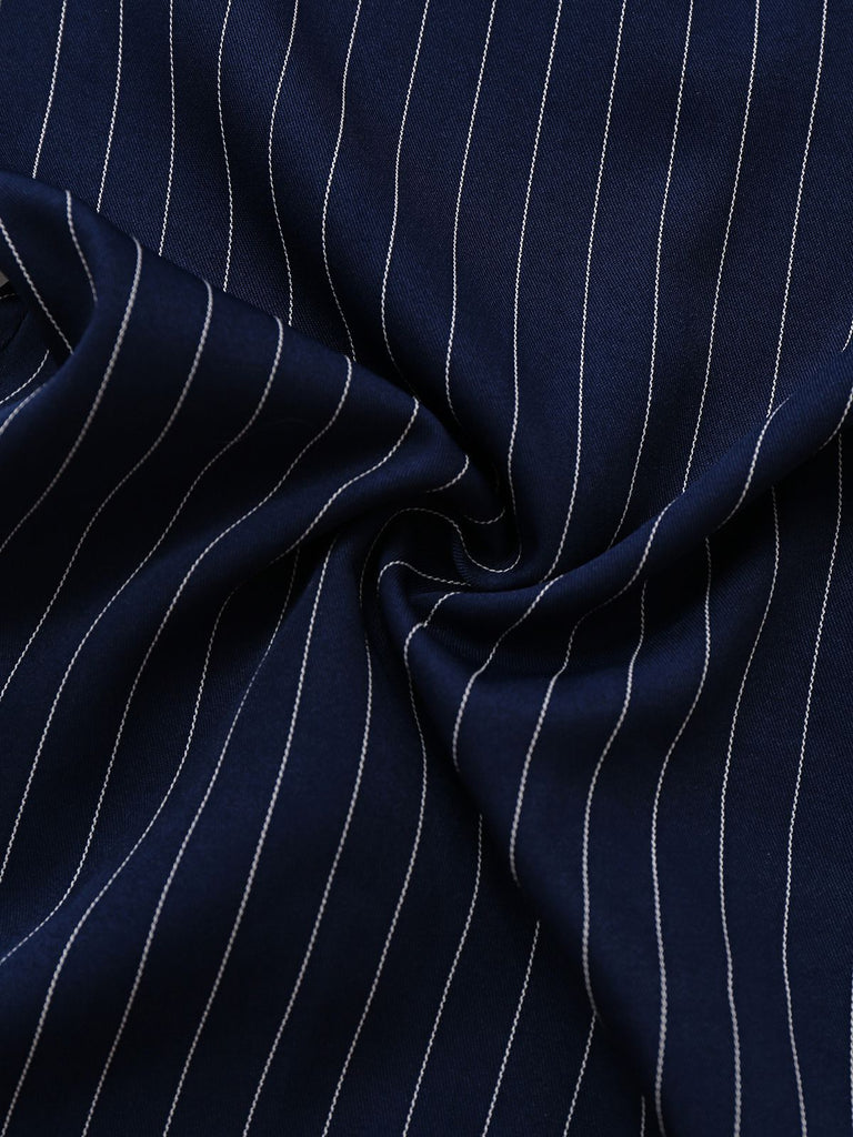 [Vorverkauf] Blau 1930er Streifen Revers Jumpsuit