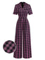 [Vorverkauf] Schwarz & Rosa 1940er Revers Plaids Jumpsuit