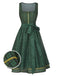 [Vorverkauf] Grün 1950er Oktoberfest Plaids Blumen Kleid mit Schürze