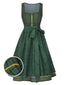 [Vorverkauf] Grün 1950er Oktoberfest Plaids Blumen Kleid mit Schürze
