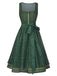[Vorverkauf] Grün 1950er Oktoberfest Plaids Blumen Kleid mit Schürze