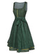 [Vorverkauf] Grün 1950er Oktoberfest Plaids Blumen Kleid mit Schürze