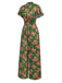 [Vorverkauf] Grün 1940er Rose Rüschen Tupfen Tasten Jumpsuit
