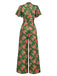 [Vorverkauf] Grün 1940er Rose Rüschen Tupfen Tasten Jumpsuit