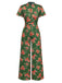 [Vorverkauf] Grün 1940er Rose Rüschen Tupfen Tasten Jumpsuit