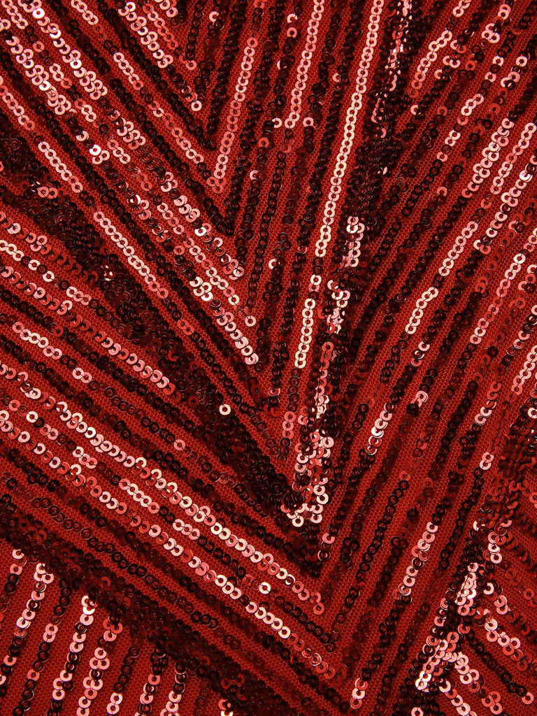 [Vorverkauf] Rot 1920er Halter Pailletten Beaded Maxi Kleid