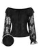 [Vorverkauf] Schwarz 1950er Chiffon Jacquard Schulterfrei Top