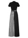 [Vorverkauf] Schwarz 1980er Punk Plaid Kette Schnalle Halter Hohl Jumpsuit