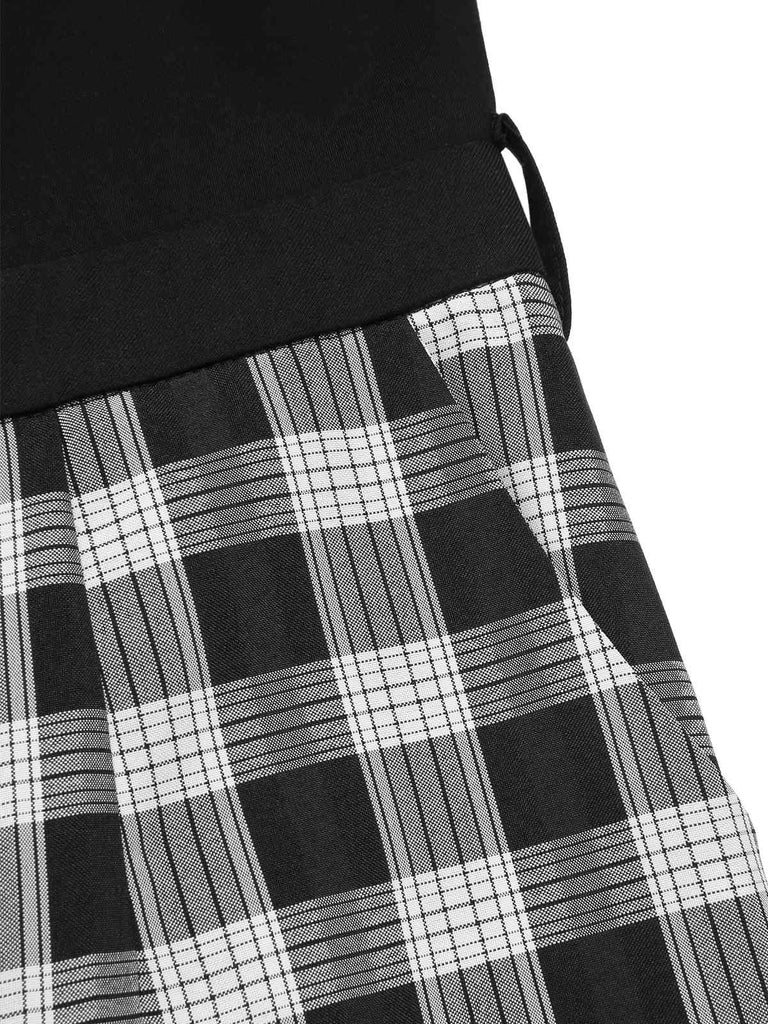 [Vorverkauf] Schwarz 1980er Punk Plaid Kette Schnalle Halter Hohl Jumpsuit