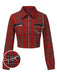 [Vorverkauf] Rot 1980er Plaid Patchwork Chain Punk Jacke
