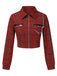 [Vorverkauf] Rot 1980er Plaid Patchwork Chain Punk Jacke