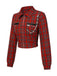 [Vorverkauf] Rot 1980er Plaid Patchwork Chain Punk Jacke