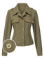 [Vorverkauf] Grün 1950er Revers Solide Hemd Jacke