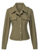 [Vorverkauf] Grün 1950er Revers Solide Hemd Jacke
